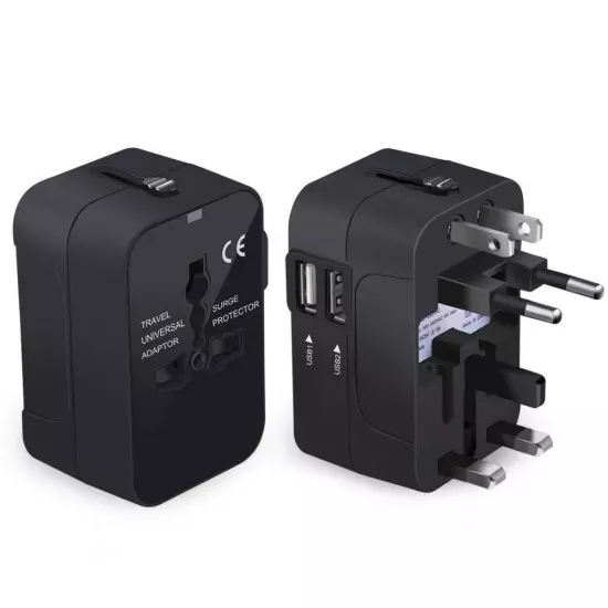 100V-250V 2A 2 USB Charger International Universal World Travel Adapter Plug