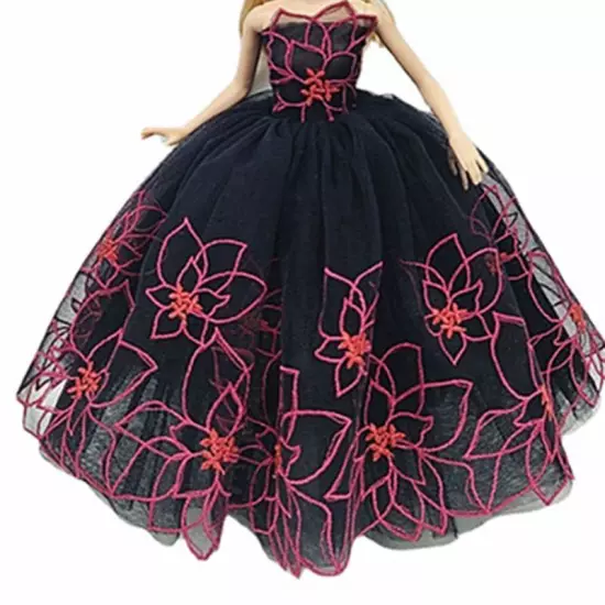 Black Style 1/6 Doll Clothes Handmade Wedding Dress 11.5" Dolls Outfits Gown Toy