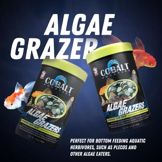 Cobalt Algae Grazer Fish Flakes with Probiotics for All Tropical Aquarium Fis...