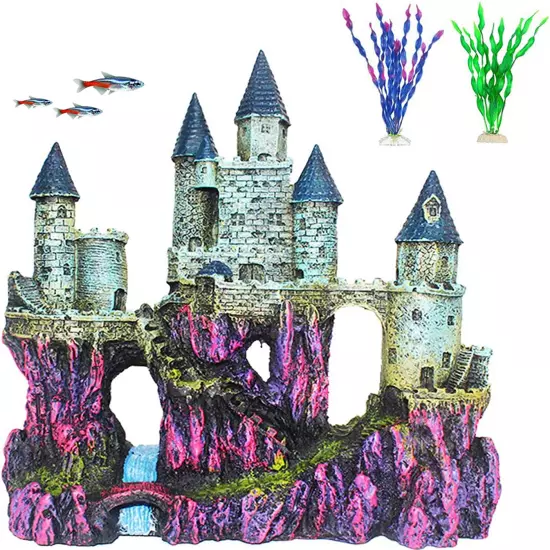 Aquarium Resin Castle Decoration Fish Tank Driftwood Castle Cave Hideouts House 