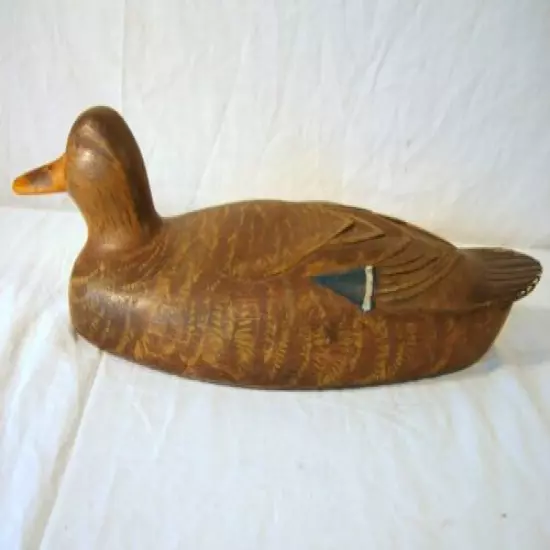 Antique Duck Decoy Pre 1950 Carved Tail Feathers Original Paint 2 Pc. Body