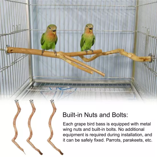 Natural Parrot Perch Bird Stand Tree Stick Paw Grinding Fork Parakeet Climbing