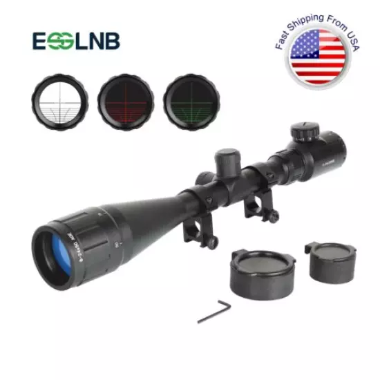 6-24X50 AOEG Rifle Scope Red Green Reticles Mil-Dot with 20/22mm Rail Mount