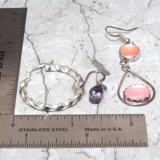 Bundle of 3 Sterling Silver Earrings - 10.1g