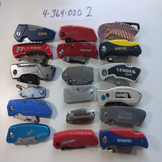 FOLDING LOCK-BLADE UTILITY KNIVES $2 EACH OR ALL 18 KNIVES FOR $20 WINS