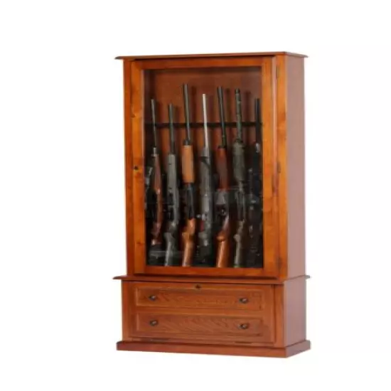 Gun Safe Cabinet 8 Rifles Solid Wood Storage Locker Shotgun Lock Shelf Case Rack