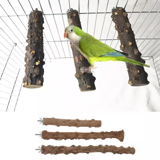 Wood Pet Parrot Perch Stand Toy Outside/Cage Attachment Cage Accessories