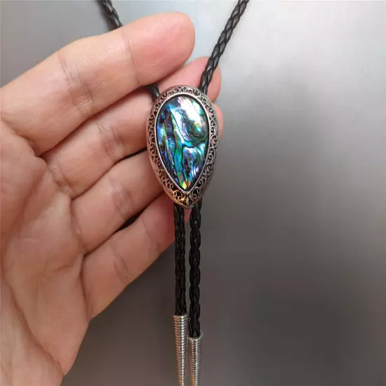 Abalone Shell Bola Bolo Tie Wedding Necklace for Men Women - Western Necktie