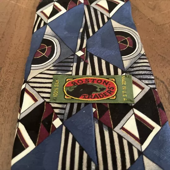 Boston Traders Men's Silk Tie 57" X 4" Multi-Color Geometric