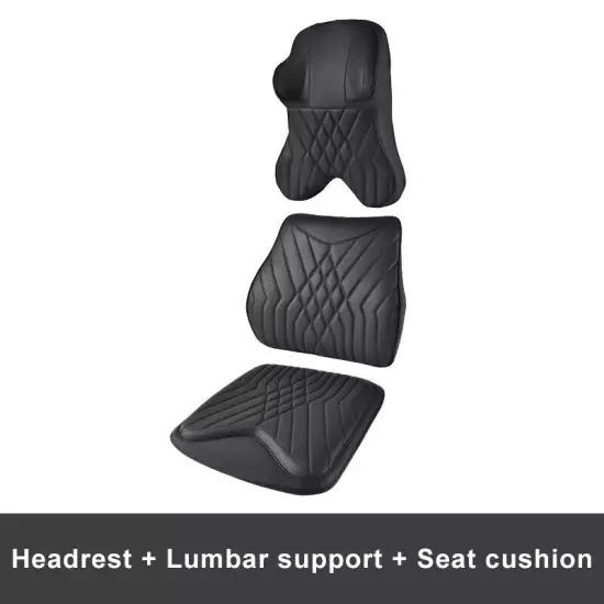 Car Leather Headrest Lumbar Support Rest Neck Pillow Back Cushion Waist Supports