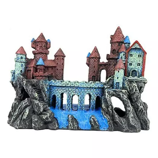 Aquarium Castle Decoration for Fish Tank Age-of-magic Wizard’s Castle [ Brown ]