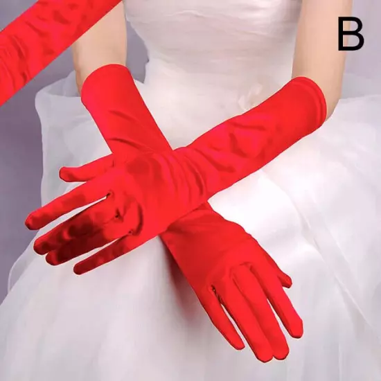 Women's Satin Long Gloves Opera Wedding Bridal Evening Party Prom Costume Glove