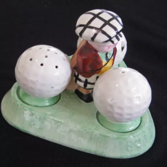 Vintage Porcelain Cruet of Adorable Golf Caddie with White Cap, England c.1930's