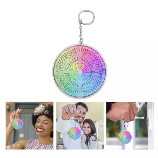 With Feelings Wheel Chart Keychain Keyring Key chain Ease Emotions 3.15in