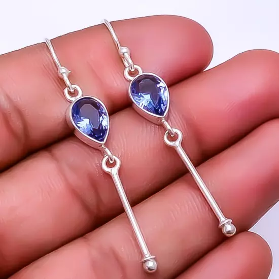 Iolite 925 Sterling Silver Bali Earring 2.34" E_9328_100_41