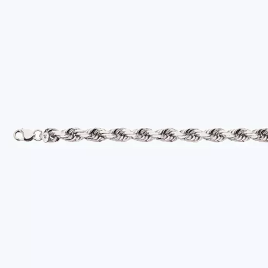 10k White Gold 1mm-12mm Solid D/Cut Rope Chain Necklace Bracelet Size 7"-30"