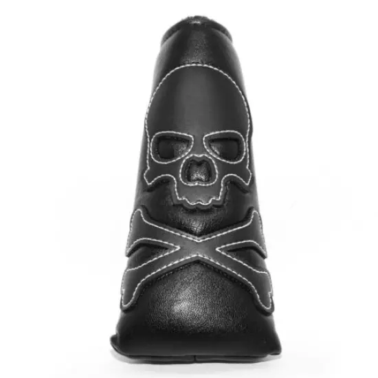 Black Golf Blade Putter Cover Headcover Magnetic, Skull Golf Accessory for Men