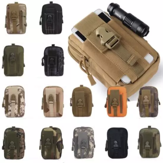 Outdoor Tactical Holster Military Molle Waist Belt Bag Purse Zipper Phone Case 