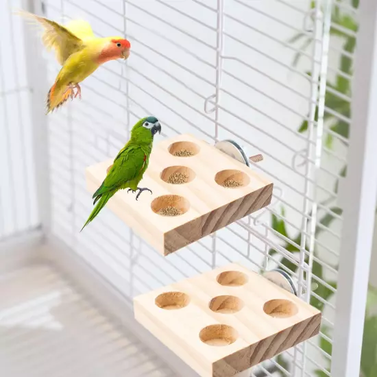 2 PCS Bird Perch Stand Platform Bird Foraging Toys Natural Wood Bird Toys Pla...