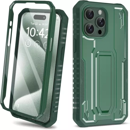 iPhone 15 Pro Max Case, with [Built-in Screen Protector] [Kickstand] ORETECH