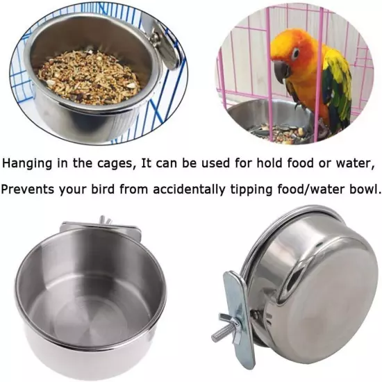 Tfwadmx Bird Feeding Dish Cups Parrot Food Bowl Clamp 2PCS, 2PCS Single screw 