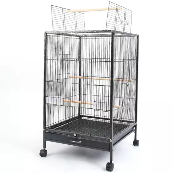 30" Bird Cage Wrought Iron with Rolling Stand Lovebird Parrot Finch Cage