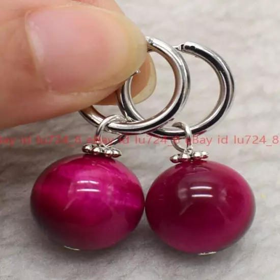 8/10/12mm Natural Multicolor Gemstone Round Beads Silver Leverback Earrings