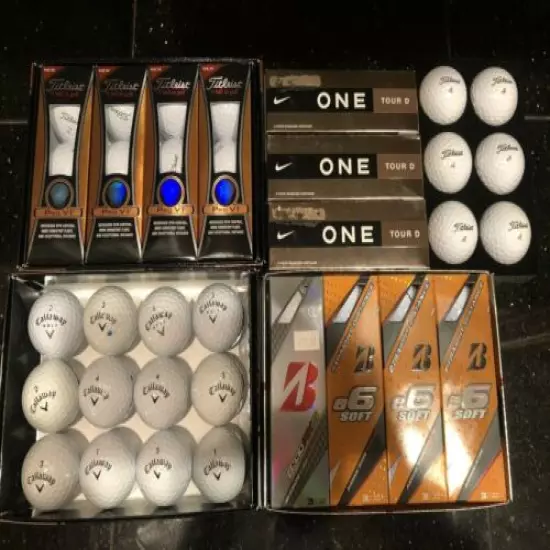 Brand New TITLEIST PRO V1* CALLAWAY* NIKE* BRIDGESTONE* GOLF BALLS 4 DOZEN+ PICS