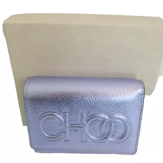 Jimmy Choo Wallet Small Trifold NWT Loni Mauve Lilac Shiney Leather Retail $550