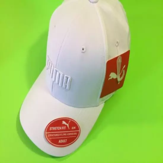 New PUMA Stretch Fit Adult Unisex Snapback Hat Sz S/M White