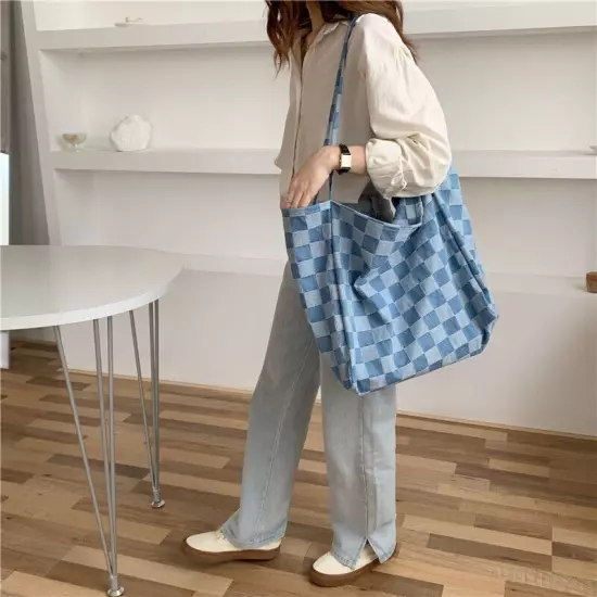 Women's Lightweight Canvas Bags Cotton Denim Tote Shopper Purse Shoulder Handbag