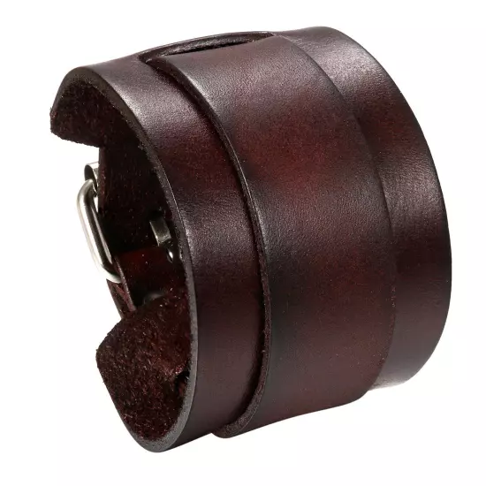 Men's Punk Wide Genuine Leather Belt Wristband Bangle Cuff Bracelet Adjustable