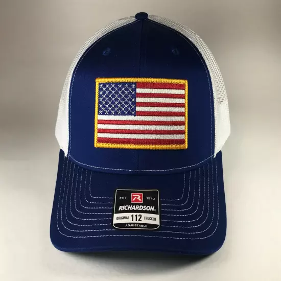 Richardson 112 American Flag 6 Panel Adjustable Snapback Trucker Mesh Hat