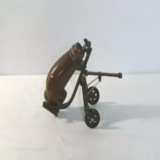 Carved Wood Miniature Golf Bag/Clubs/Stand for Office 8"