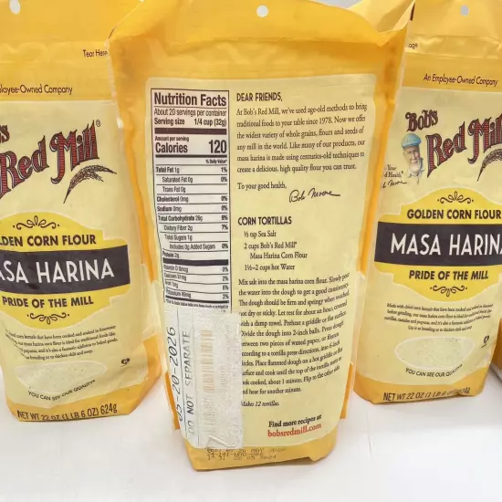 Bob's Red Mill Golden Corn Flour Masa Harina 4pk - 22 oz Each BB:05/20/2026