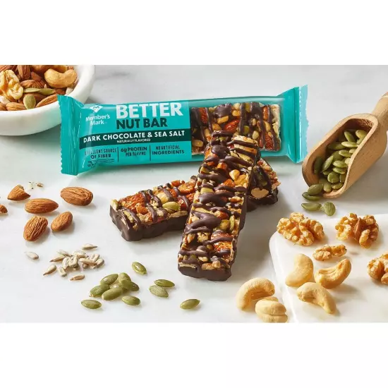 Members Mark The Better Nut Bar , Dark Chocolate & Sea Salt (12+12 = 24 Bars).