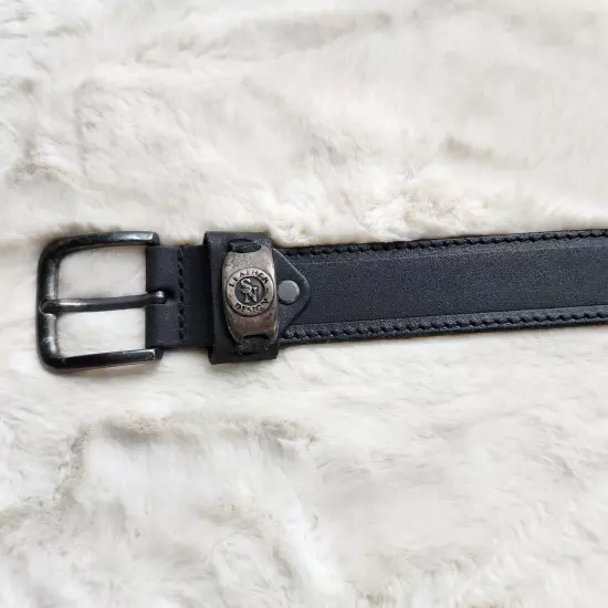 Silver Belt Collection SSN Size 32/80 cm Genuine Leather Black Belt