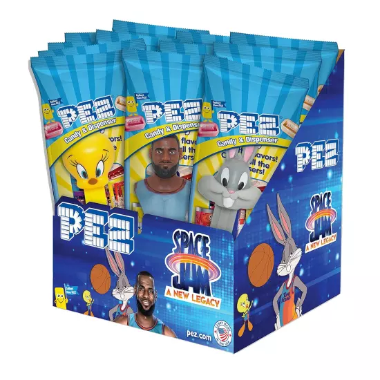 PEZ Space Jam Individually Wrapped Dispensers, Each With Two Candy Refills, 12