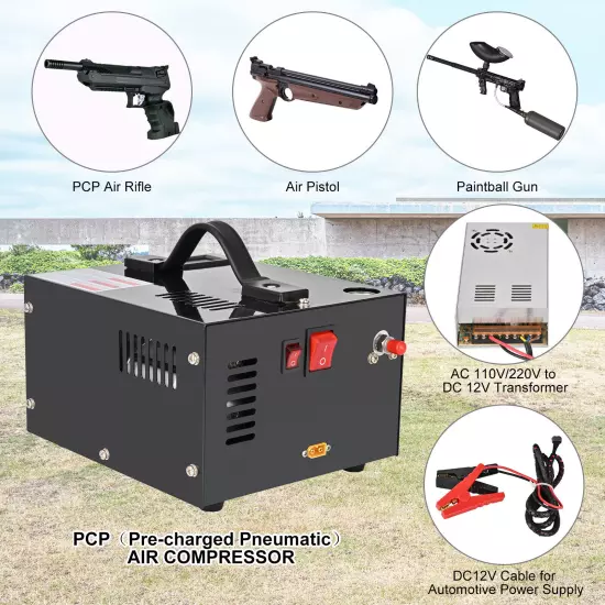 PCP Air Compressor w/Built-in Fan Manual-Stop Oil-free 4500PSI/30MPa Air Pump US