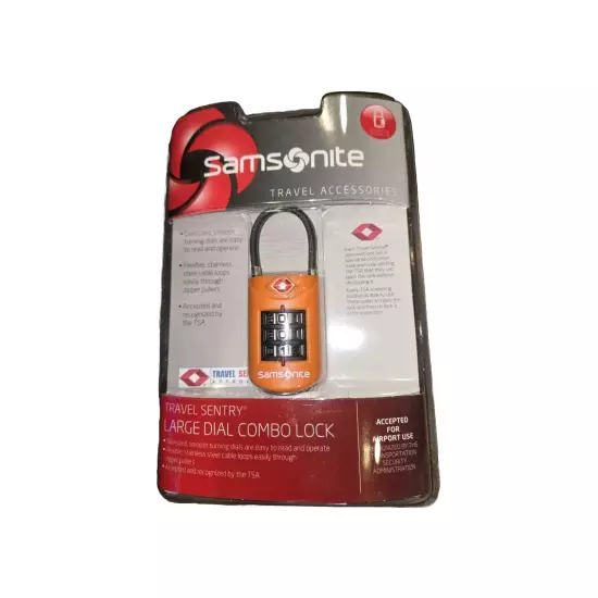 Samsonite Travel Sentry Approved 3 Large Dial Combination Lock (Orange) New