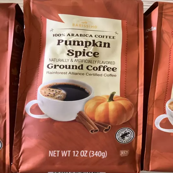 4 pack Pumpkin Spice Light Roast Ground Coffee by Barissimo Expires 8/2025