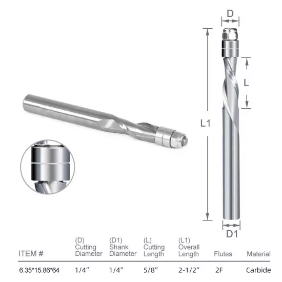 Flush Trim Solid Carbide Spiral Router Bit Down Cut Up Cut Flush Trim Router Bit