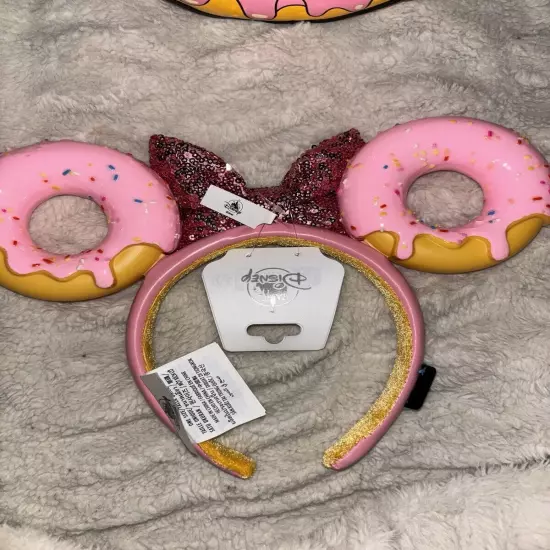 Loungefly Disney Minnie Mouse Disney Eats Donut Mini Backpack & Ears Bundle NWT