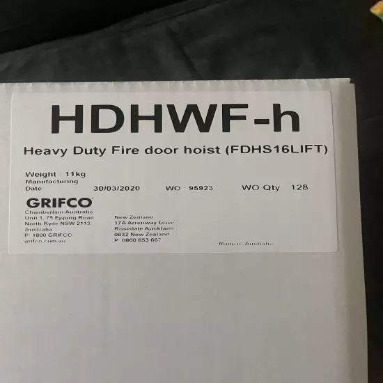 Chamberlain Grifco Fire Shutter Manual Hoist HDHWF (e/h)