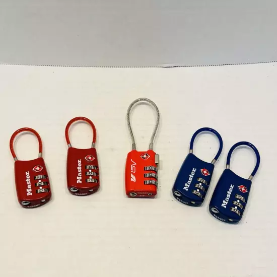 Master Lock & YiF Luggage Lock w/Flexible Cable Assorted SET OF 5