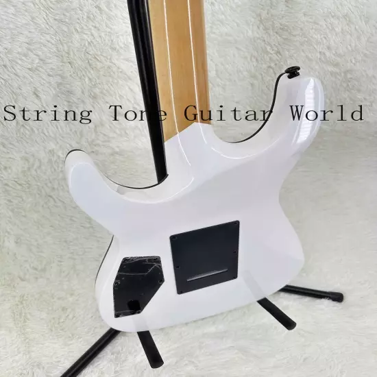 Custom Solid White Ouija ST Electric Guitar Basswood Body Floyd Rose Black Part