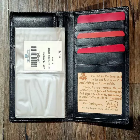 Vintage Saddler By Borsca Black Leather Passpoert Wallet NOS