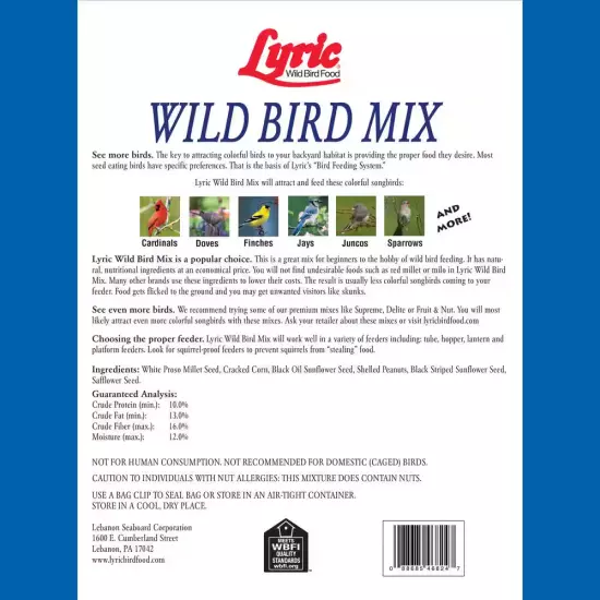 20 Lbs. Wild Bird Mix Bird Seed for outside Feeders