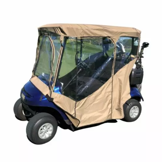 2 Passenger Golf Cart Driving Enclosure - 56" - 60" Straight Down Tail - Taupe