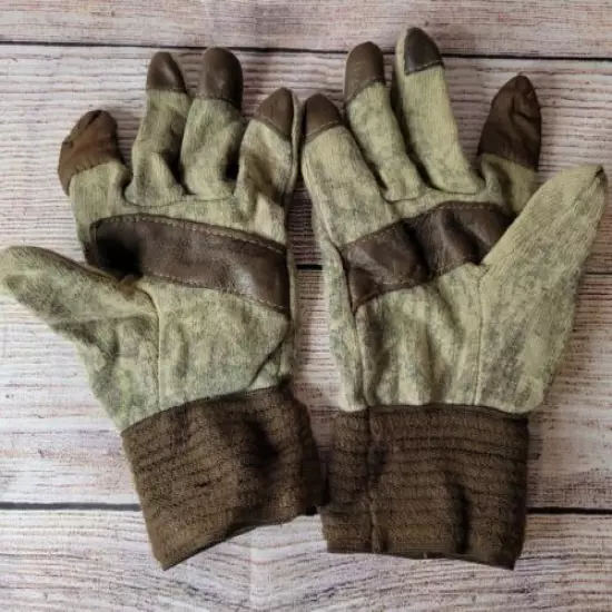 Vintage Boss Morris Feel Camo Wool Shooting Hunting Gloves Sz Xl Nylon Leather 